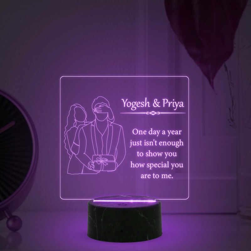Couple Night Lamp with Multicolored Light Customized with Name Gift for Loveable Person